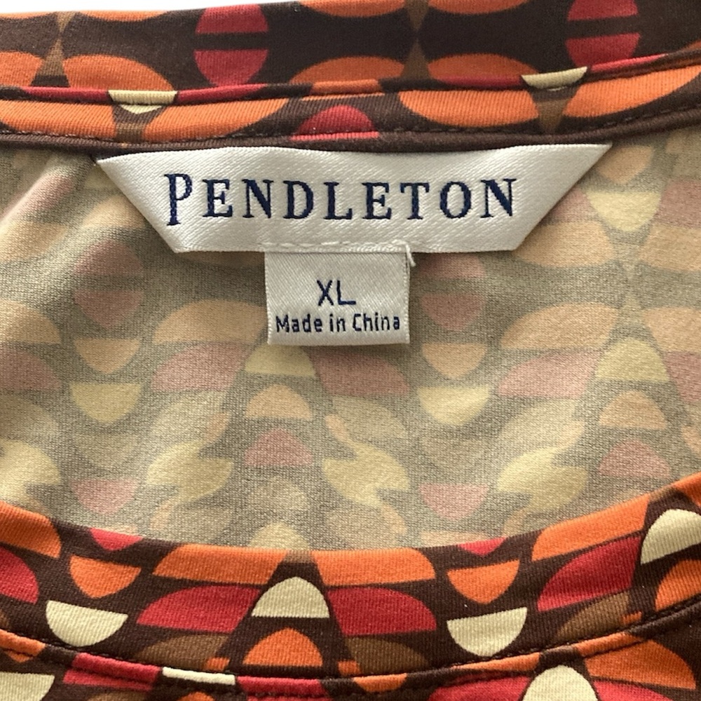 Pendleton Orange And Black Patterned Short Sleeve… - image 7